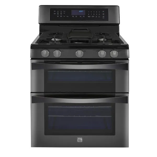 Kenmore Elite 76037 6.1 cu. ft. Double Oven Gas Range  Black Stainless Steel