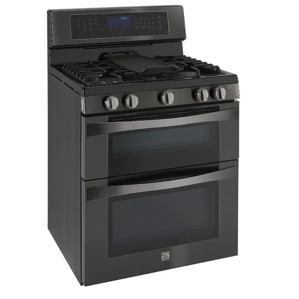 Thumbnail for Kenmore Elite 76037 6.1 cu. ft. Double Oven Gas Range  Black Stainless Steel
