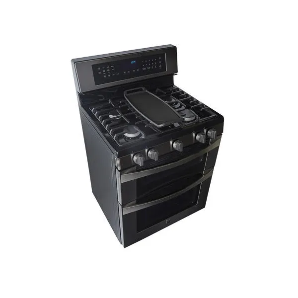 Thumbnail for Kenmore Elite 76037 6.1 cu. ft. Double Oven Gas Range  Black Stainless Steel