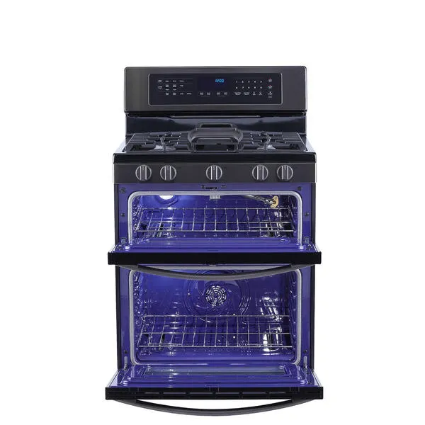 Thumbnail for Kenmore Elite 76037 6.1 cu. ft. Double Oven Gas Range  Black Stainless Steel