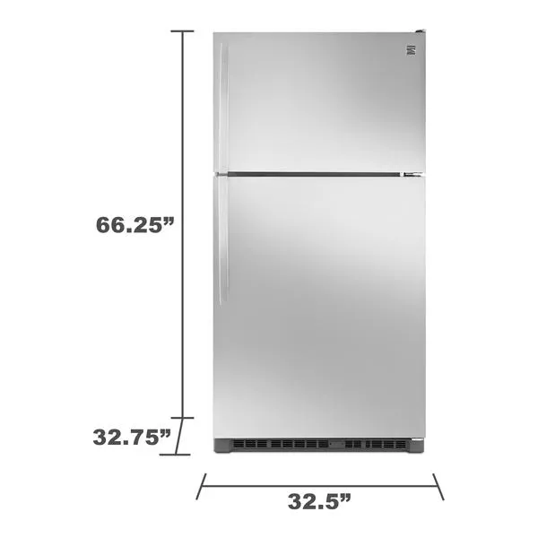 Thumbnail for 20.5 cu. ft. 33" Top-Freezer Refrigerator w/ Ice Maker - Stainless Steel