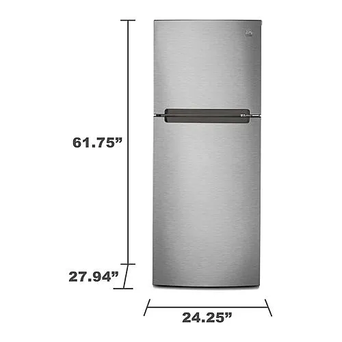 Thumbnail for 10.7 cu. ft. Refrigerator with Gallon Door Bins/Humidity Controlled Crisper - Stainless Steel