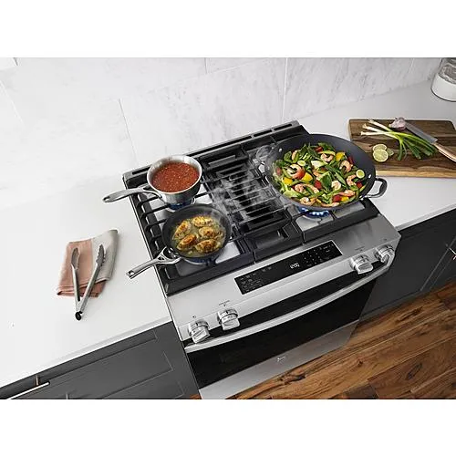 Thumbnail for Kenmore Elite 42783 6.4 cu. ft. 30 in. Dual-Fuel Front-Control Downdraft Range - Stainless Steel