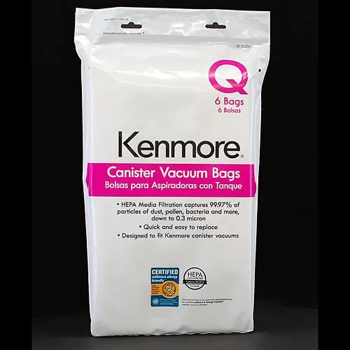 6 pk Type Q HEPA Vacuum Bags  for Canister Vacuums