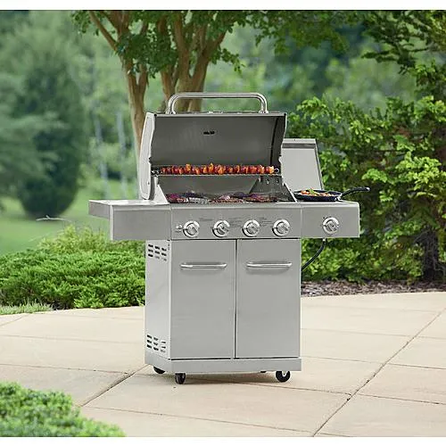 Thumbnail for Kenmore 4 Burner Gas Stainless Steel Grill with Searing Side Burner