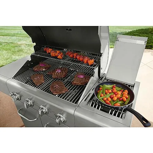 Thumbnail for Kenmore 4 Burner Gas Stainless Steel Grill with Searing Side Burner