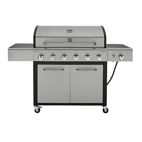 Thumbnail for Kenmore 6-Burner LP Gas Grill with Side Burner - Black/Stainless Steel