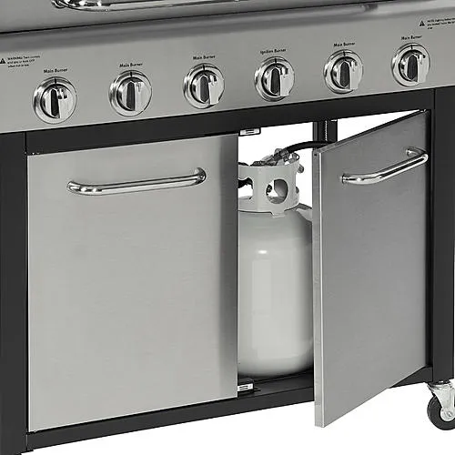 Thumbnail for Kenmore 6-Burner LP Gas Grill with Side Burner - Black/Stainless Steel