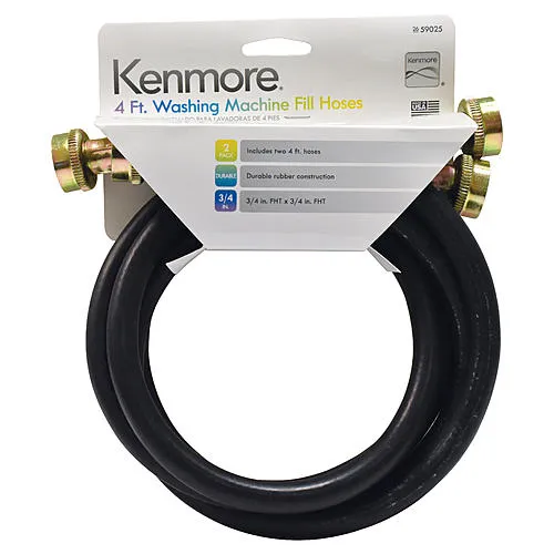 5' Rubber Universal Washing Machine Hose - 2 Pack