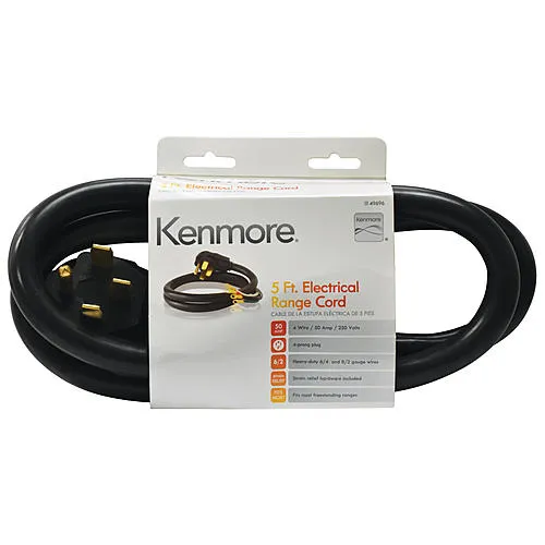 4-Prong 5' Range Cord - Black